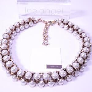 Neiman Marcus Women's Pearlized Bead Box Link Statement Necklace NWT 498